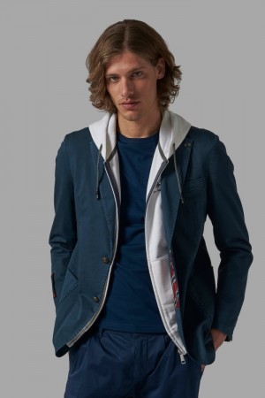 Blazers La Martina Regular-fit Stretch Cotton Hombre Azul Marino Chile | HJI-5080