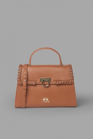 Bolsas La Martina Plain-coloured Trapeze Mujer Marrones Chile | PXG-0199