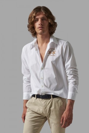 Camisas La Martina Regular-fit Cotton Hombre Blancas Chile | UUD-1837