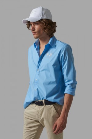 Camisas La Martina Regular-fit Cotton Hombre Azules Chile | SRD-5891