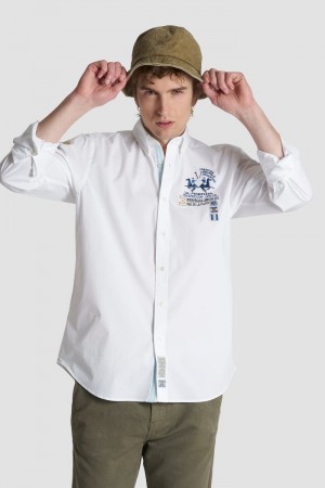 Camisas La Martina Regular-fit Stretch Cotton Hombre Blancas Chile | PAQ-2390