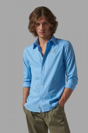 Camisas La Martina Slim Fit Hombre Azules Chile | UXU-7964