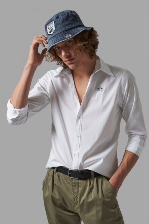 Camisas La Martina Slim Fit Hombre Blancas Chile | JRT-2216