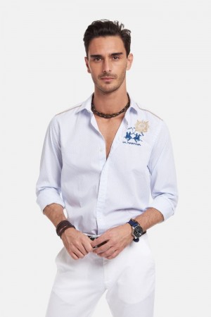 Camisas La Martina Slim-fit 100% Cotton Hombre Blancas Chile | WUI-6347