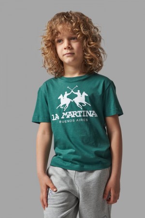 Polera La Martina Classic Cotton Niños Verde Chile | CSY-6996