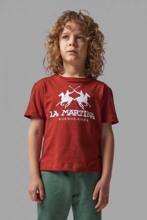 Polera La Martina Classic Cotton Niños Rojas Chile | ZZY-2438