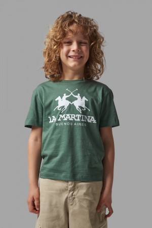 Polera La Martina Classic Cotton Niños Verde Chile | TBY-0393