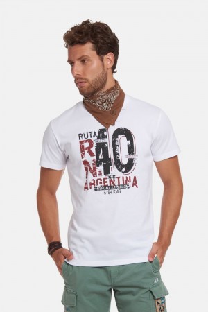 Polera La Martina Regular-fit Cotton Hombre Blancas Chile | NJJ-8064