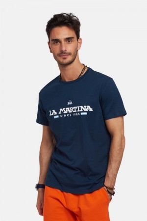 Polera La Martina Regular-fit Cotton Hombre Azul Marino Chile | WVJ-2343