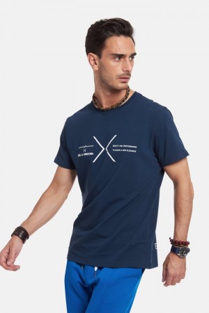 Polera La Martina Regular-fit Cotton Hombre Azul Marino Chile | VBX-7146