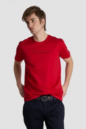 Polera La Martina Regular-fit Cotton Hombre Rojas Chile | CET-2264