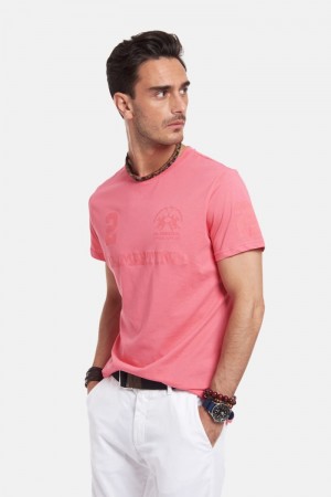 Polera La Martina Regular-fit Cotton Hombre Coral Chile | IQO-7515