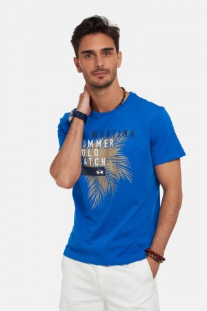 Polera La Martina Regular-fit Cotton Hombre Azules Chile | MKG-3891