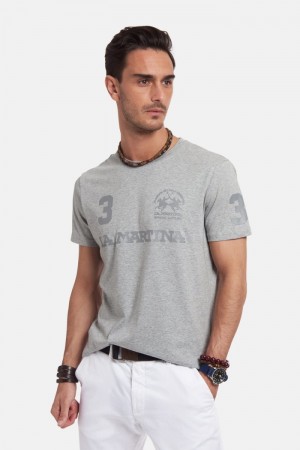 Polera La Martina Regular-fit Cotton Hombre Gris Claro Chile | EFT-6866