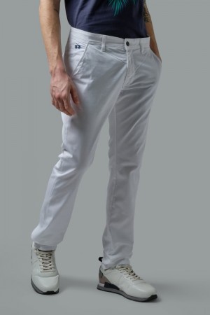 Pantalones La Martina Slim-fit Stretch Cotton Hombre Blancas Chile | YHJ-9343