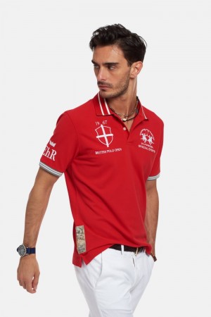 Polo La Martina Corta-sleeved Regular Fit Hombre Rojas Chile | DHZ-7008