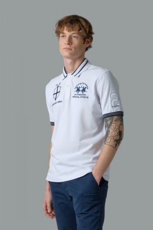 Polo La Martina Corta-sleeved Regular Fit Hombre Blancas Chile | AID-5377