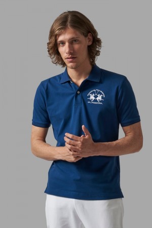 Polo La Martina Corta-sleeved Regular Fit Hombre Azules Chile | CGQ-7378