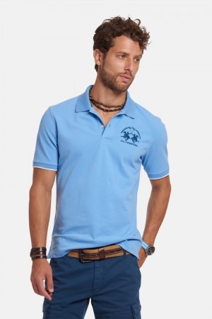 Polo La Martina Corta-sleeved Regular Fit Hombre Azules Chile | FWW-7042