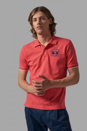 Polo La Martina Corta-sleeved Regular Fit Hombre Coral Chile | JBY-4845