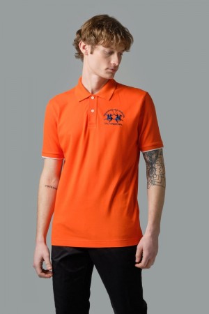 Polo La Martina Corta-sleeved Regular Fit Hombre Rojas Naranjas Chile | JYU-7193