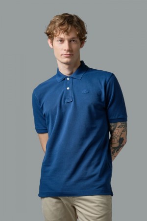 Polo La Martina Corta-sleeved Regular-fit Cotton Hombre Azules Chile | QFI-2426