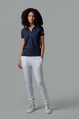 Polo La Martina Regular-fit Sequin Mujer Azul Marino Chile | DQZ-1971