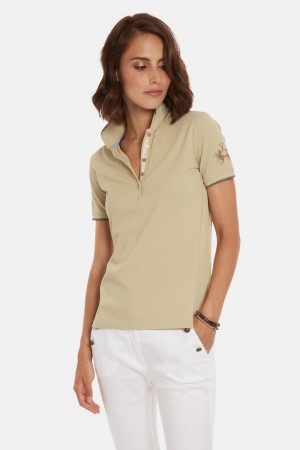 Polo La Martina Regular-fit Sequin Mujer Beige Chile | FSF-9663