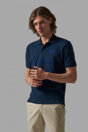 Polo La Martina Regular-fit Stretch Cotton Hombre Azul Marino Chile | VLE-7259