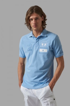 Polo La Martina Regular-fit Stretch Cotton Hombre Azules Chile | DUA-6806