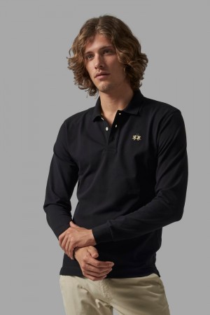 Polo La Martina Slim-fit Hombre Negras Chile | AFC-4748