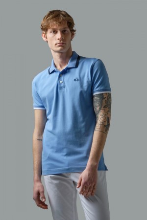 Polo La Martina Slim-fit Stretch Piqué Hombre Azules Chile | DAY-9970