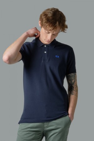 Polo La Martina Slim-fit Stretch Piqué Hombre Azul Marino Chile | SEH-0173