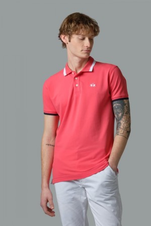 Polo La Martina Slim-fit Stretch Piqué Hombre Coral Chile | XEZ-5169