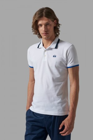 Polo La Martina Slim-fit Stretch Piqué Hombre Blancas Chile | RWE-0807