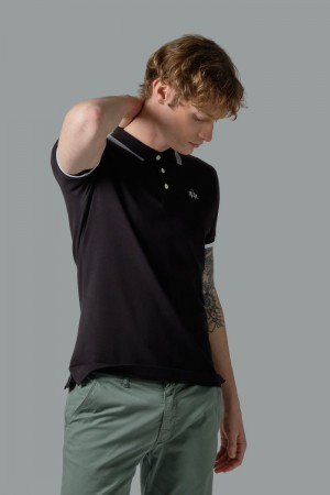 Polo La Martina Slim-fit Stretch Piqué Hombre Negras Chile | SGV-7328