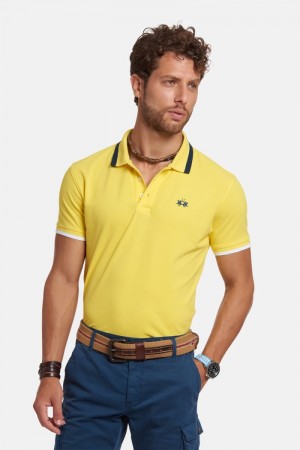 Polo La Martina Slim-fit Stretch Piqué Hombre Amarillo Chile | LJC-2801