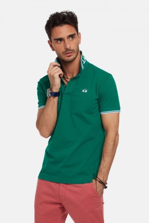 Polo La Martina Slim-fit Stretch Piqué Hombre Verde Chile | UGM-8390