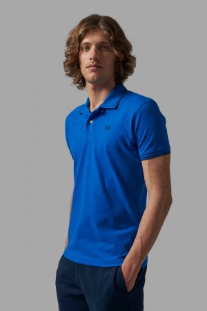 Polo La Martina Slim-fit Stretch Piqué Hombre Azules Chile | YBE-7734