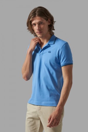 Polo La Martina Slim-fit Stretch Piqué Hombre Azules Chile | LDA-6533