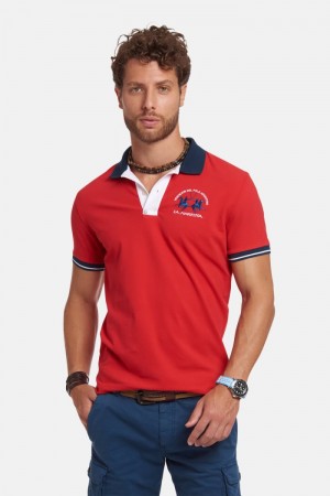 Polo La Martina Slim-fit Stretch Piqué Hombre Rojas Chile | ABF-3205