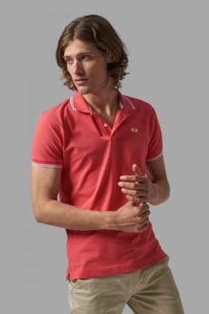 Polo La Martina Slim-fit Stretch Piqué Hombre Coral Chile | DBQ-9879