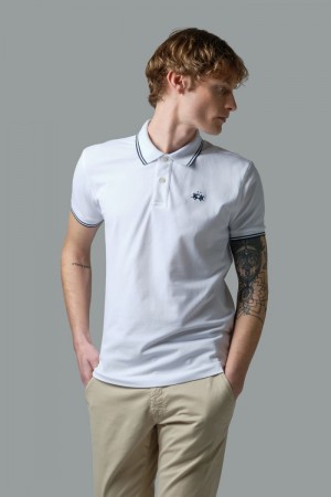 Polo La Martina Slim-fit Stretch Piqué Hombre Blancas Chile | WNP-6822