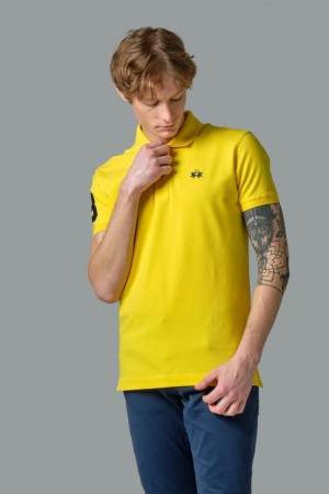 Polo La Martina Slim-fit Stretch Piqué Hombre Amarillo Chile | UHE-5931