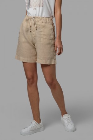 Short La Martina Regular-fit 100% Linen Mujer Beige Chile | HOR-1942