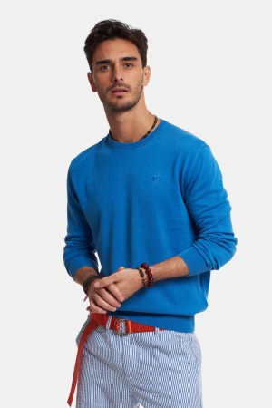 Sudadera La Martina Regular-fit Brushed Cotton Hombre Azules Chile | SYS-5307