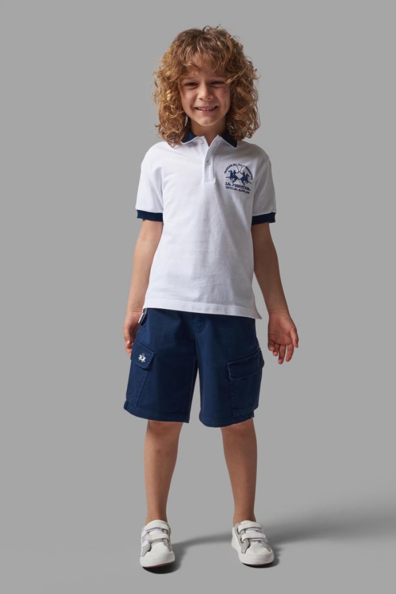 Bermudas La Martina Brushed Cotton Niños Azules Chile | TTQ-3547