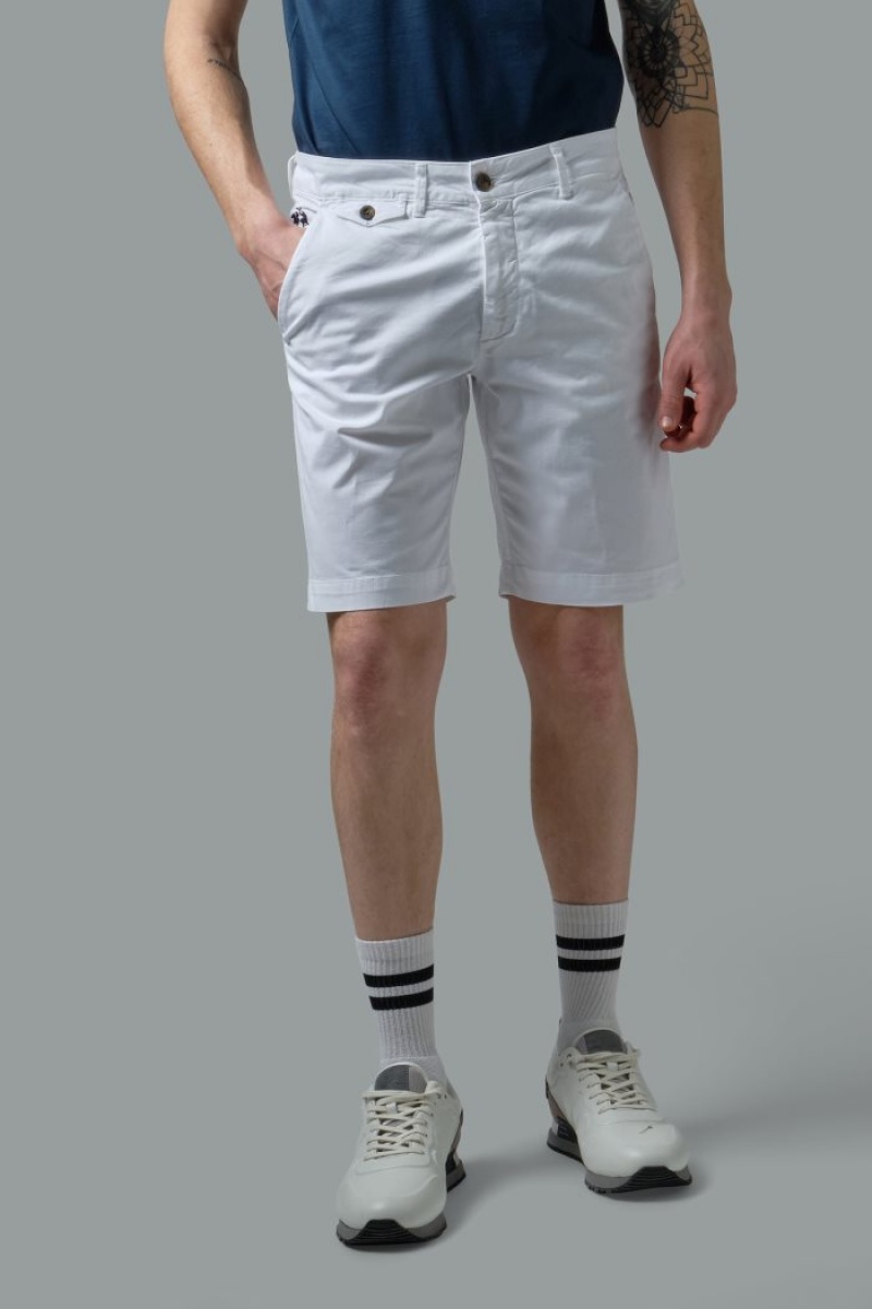 Bermudas La Martina Regular-fit Stretch Cotton Hombre Blancas Chile | ELP-2386