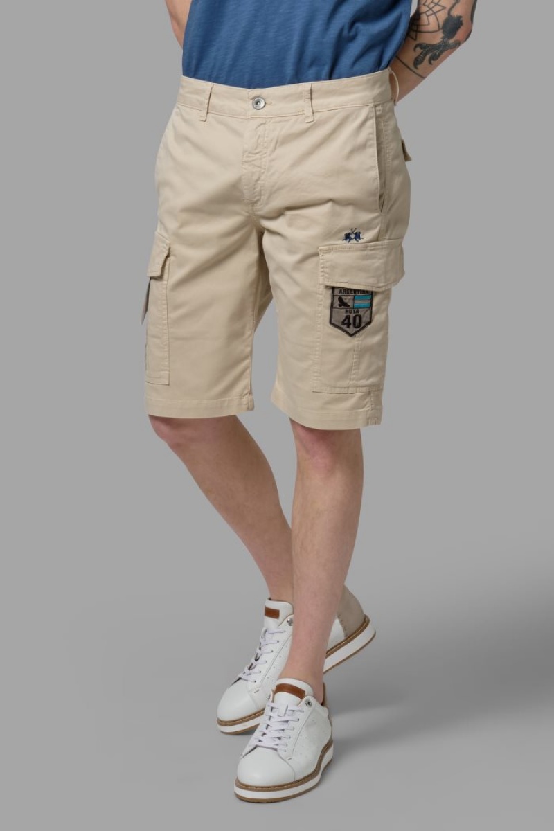 Bermudas La Martina Regular-fit Stretch Cotton Hombre Beige Chile | TNM-4166