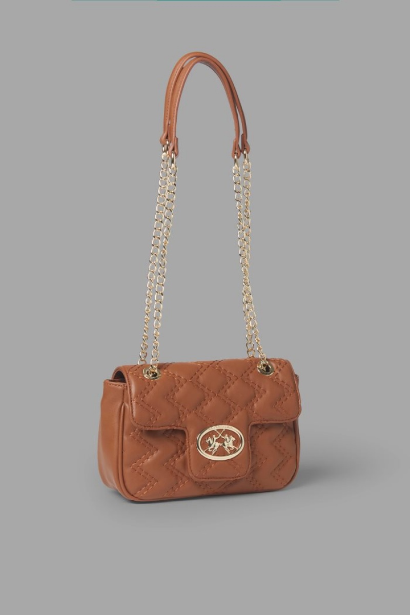 Bolsa Cruzada La Martina Faux Leather Mujer Marrones Chile | TXY-9758